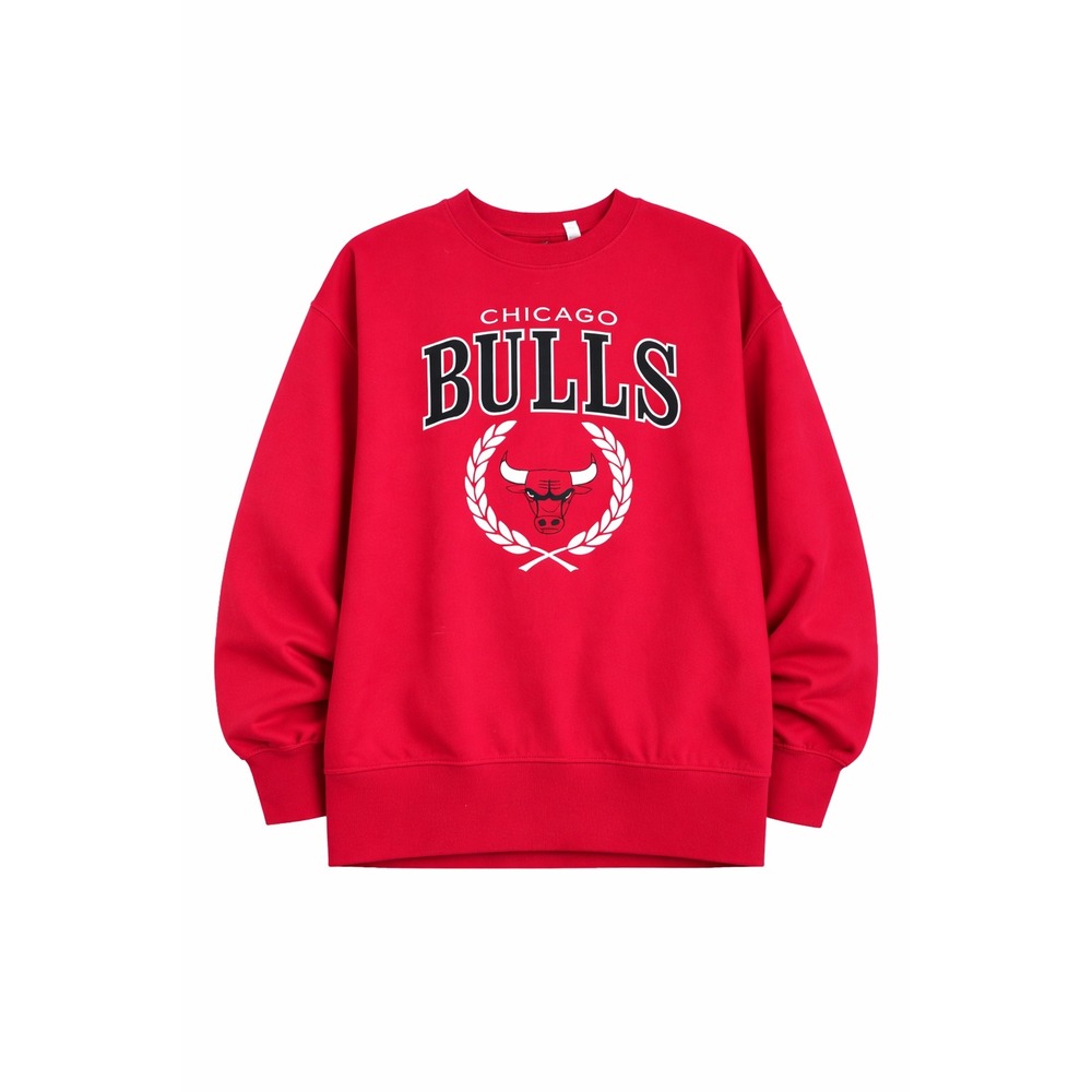 Chicago Bulls NBA Graphic Crewneck‎ Sweatshirt Red Long Sleeve Pullover K68
